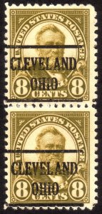1923, US 8c, Used pair, Cleveland precancel, Sc 560