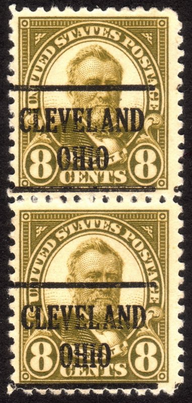 1923, US 8c, Used pair, Cleveland precancel, Sc 560