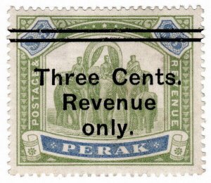 (I.B) Malaya States Revenue : Perak Duty 3c on $5 OP