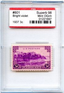 US SCOTT #801 MINT-SUPERB-OG-NH GRADED 98 PSE ENCAPSULATED SMQ $85 (8/14/24 GP)