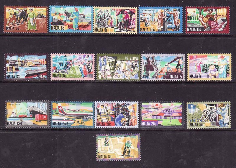 Malta-Sc#592-607- id7-unused NH definitive set-1981-