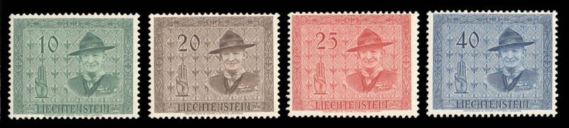 Liechtenstein #270-273 Cat$18.70, 1953 Boy Scouts, complete set, lightly hinged