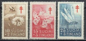 Finland Stamp B126-B128  - Bumble Bee, butterfly, dragonfly, flowers