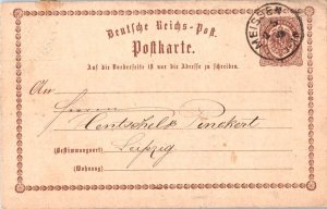 Germany 1/2 gr Imperial Eagle Postal Card c1874 Meissen to Leipzig.  Light st...