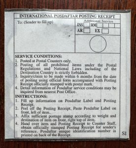 2016 POS MALAYSIA Registered International Post Label/Sticker Unused M5355