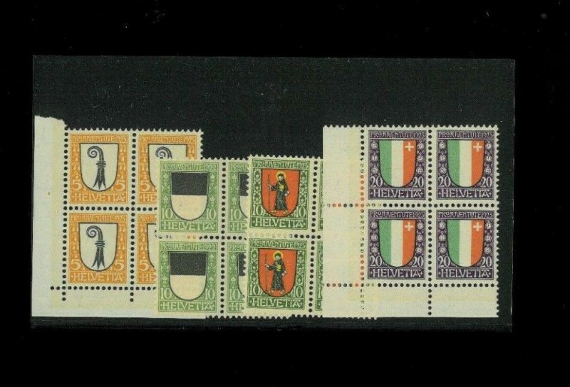 Switzerland SC# B25-28 MNH Blocks of 4. Cat.120.00 (30.00 x 4). Better Item