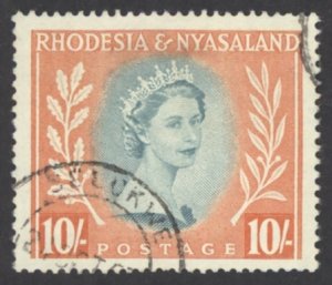 Rhodesia & Nyasaland Sc# 154 Used 1954-1956 10sh QEII Definitives