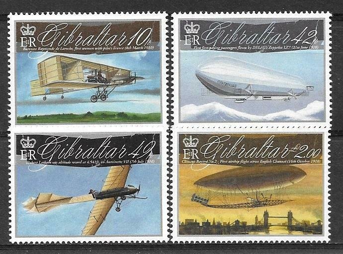 2010  GIBRALTAR  -  SG. 1365 / 1368  -  AVIATION CENTENARIES   -  MNH