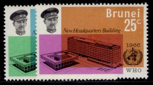 BRUNEI QEII SG142-143, 1966 WHO Headquarters set, NH MINT.