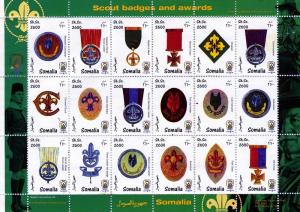 Somalia 1999 SCOUTS BADGES and Awards Sheet (18) Perforated Mint (NH)