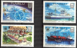 Tuvalu 1983 Commonwealth Day Ships Set of 4 MNH