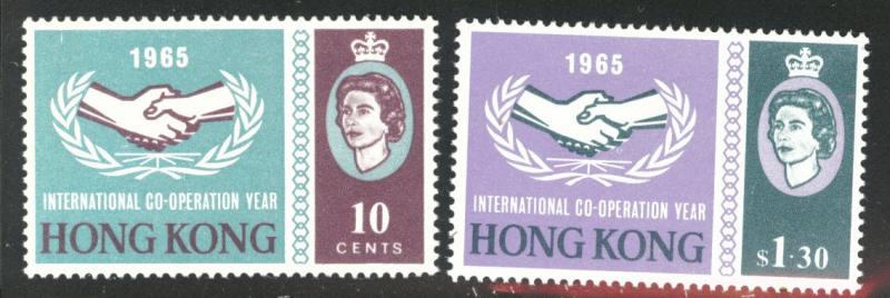 Hong Kong Scott 223-224 MH* 1965 Intl Cooperation set