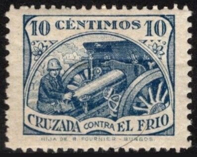 1937 Spain Civil War Charity Poster Stamp 10 Centimos Crusade Against the Cold