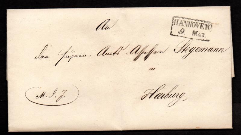 $German Stampless Cover, Hannover-Harburg (1842) date