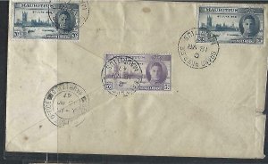 MAURITIUS COVER (P1311B) 1947 KGVI PEACE 10CX4+5C GRAND RIVER TO CZECHOSLOVAKIA