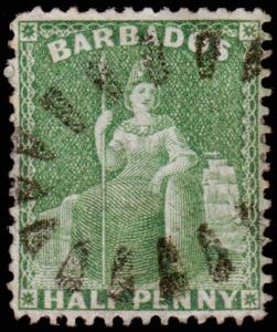 Barbados Scott 13 (1861) Used G-F, CV $23.00 M