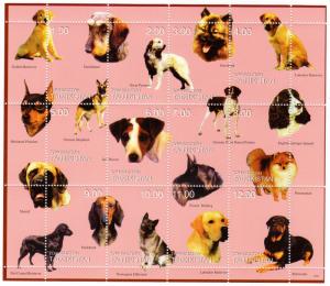 Tadjikistan 1999 DOGS OF THE WORLD Sheetlet (12) MNH