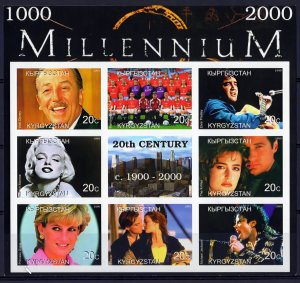 Kyrgyzstan 1999 Millennium Disney/Diana/M.Jackson/Monroe/Football Shlt.IMPERF