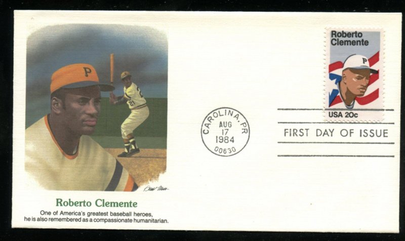 US 2097 Roberto Clemente, Baseball Pittsburgh UA Fleetwood cachet FDC