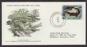 Central African Republic 324 Crocodile 1978 Typed FDC