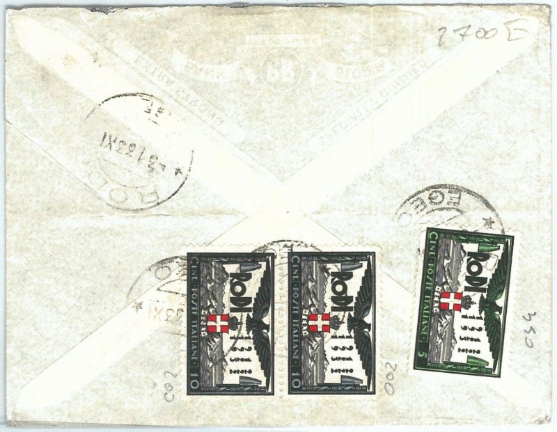 71440 - EGEO Rodi - Storia Postale - Tariffa 1.25 Lire su BUSTA per LONDRA 1933