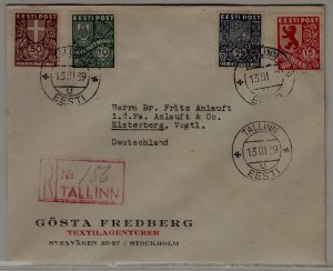 Estonia registered cover 13.5.39 Tallinn