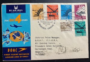 1959 Djakarta Indonesia First Flight Airmail Cover FFC To Bangkok Thailand