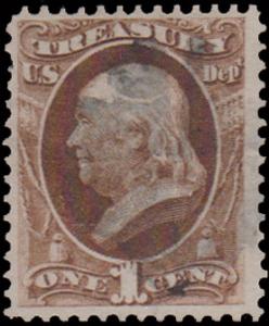 United States Scott O72 Used with pulled perforation.