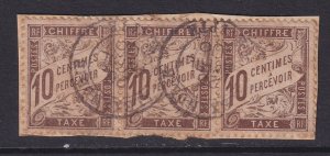 Alexandria (French Offices), France 10c Postage Due used in Alexandria, strip