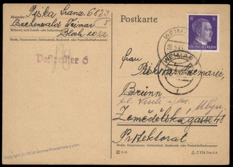 3rd Reich Germany 1943 Concentration Camp Buchenwald Cover 91927