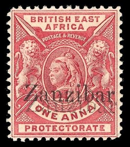 Zanzibar 1896 QV 1a carmine-rose OVERPRINT DOUBLE variety MLH. SG 42j.