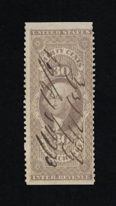 GENUINE SCOTT #R52b 1862-71 LILAC 1ST ISSUE REVENUE INLAND EXCHANGE PART-PERF