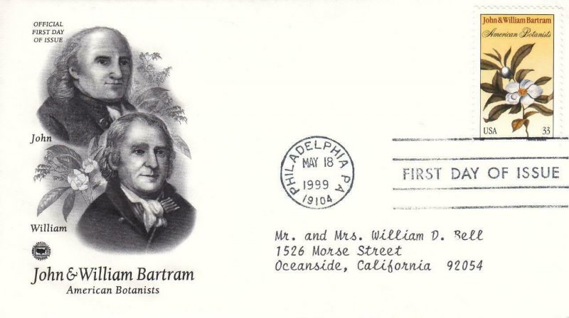 1999, John & William Bartram, PCS, FDC (E8434)