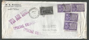 1953 Denver Co  W B Randall Accountant W/Airmail & Special Delivery Fee Paid