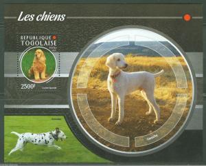 TOGO 2015 DOGS COCKER SPANIEL,  POODLE  & DALMATION  SOUVENIR SHEET MINT NH