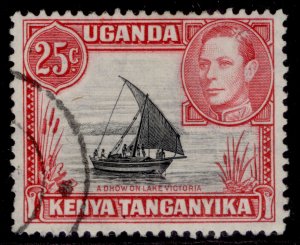 KENYA UGANDA TANGANYIKA GVI SG140, 25c black & carmine-red, FINE USED.