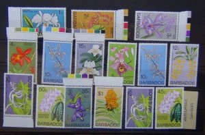 Barbados 1975 Orchid values with watermark changes to $1 MNH