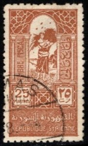 1945 Syria Revenue 25 Piastres General Tax Duty Used