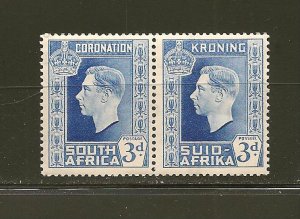 South Africa SC#77a KGVI Coronation Se-tenant Pair Mint Never Hinged