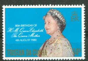 Tristan da Cunha # 277 Queen Mother Birthday  (1) Mint NH