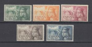 Spain 1951 Full Airmail Set Queen Isabella Sc C132/6 - Edifil 1097/1011 MNH Luxe