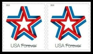 2019 US Stamp - Star Ribbon - Coil Pair - SC# 5362 
