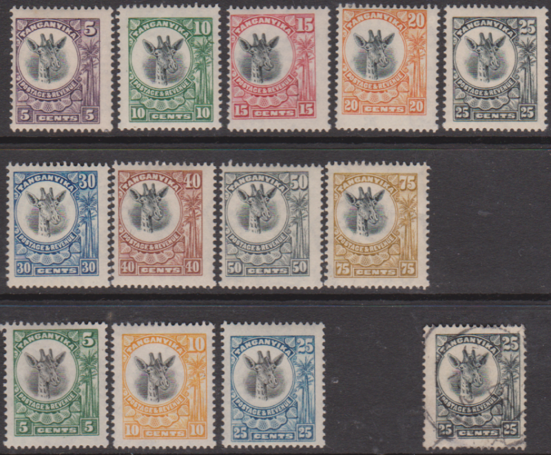 TANGANYIKA 1922/25 MINT OG SET TO 75c & SET TO 25c CAT 