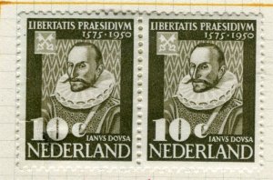 NETHERLANDS; 1950 early Leyden University issue Mint hinged Pair 10c.