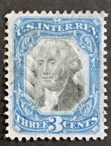 USA REVENUE STAMP SECOND ISSUE 1871 3 CENTS CUT CANCEL SCOTT #R105a