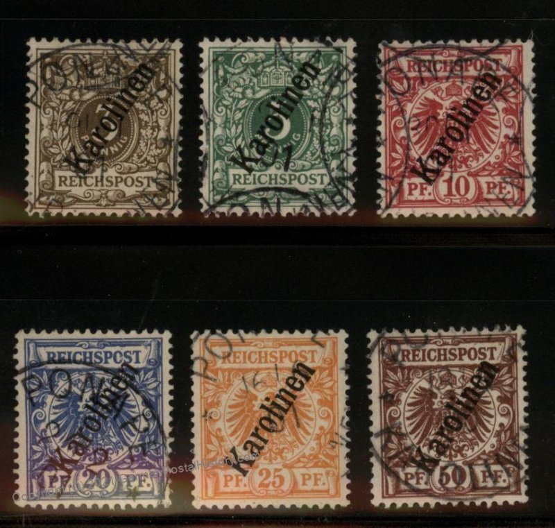 Germany Colonies 1900 Carolines Karolinen Mi 1II-6II Set Krone Adler USED 102238