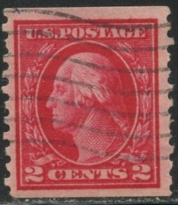 US Sc#444 1914 1c Perf 10 Vertical Coil Flat Plate SL Wmk 190 F-VF Used (cd)