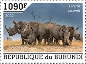 Burundi - 2022 Black Rhinoceros - Stamp - BUR2201012a