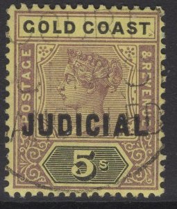 GOLD COAST Bft7 1899 5/= LILAC & BLACK/YELLOW USED