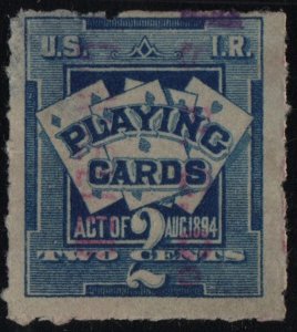 SC#RF3 2¢ Playing Card Stamp (1896) Used/Thin